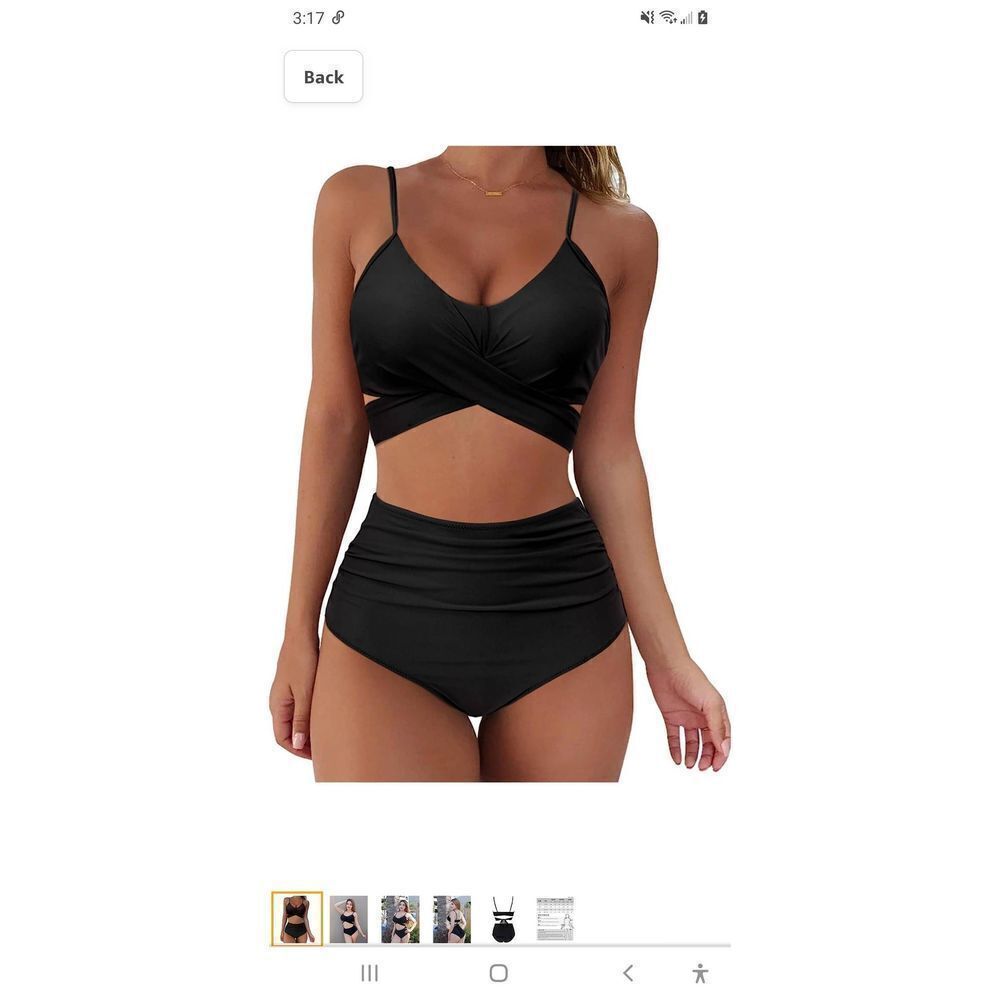 New Medium Suukess Black 2pc Wrap Bikini Set Push Up High Waist Swimsuit